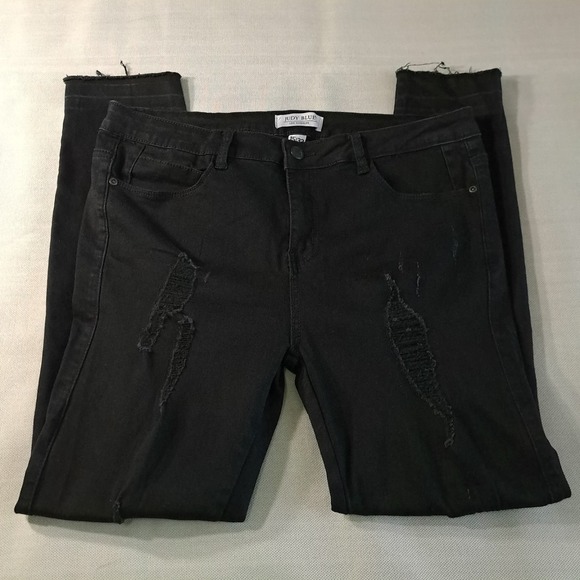 JUDY BLUE Los Angeles Women's Black Pants Distressed‎ 15/32 Skinny Fit - Picture 11 of 12
